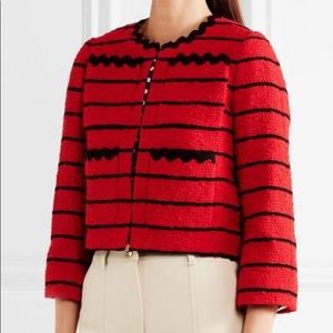 🔥Sonia Rykiel STRIPPED TWEED CROPPED JACKET RED